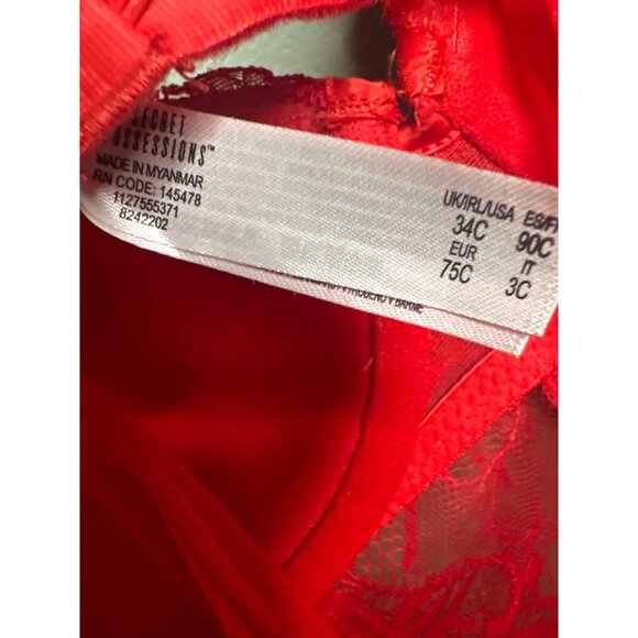 Secret Posessions Red Lingerie Babydoll 36/4C Women’s Lace Sheer Holiday Bride - Picture 6 of 8